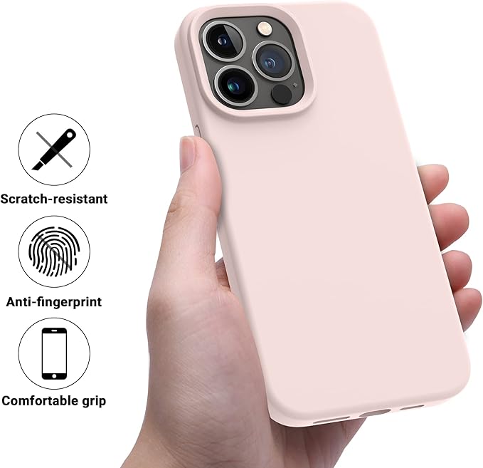 OTOFLY Designed for iPhone 14 Pro Case, Silicone Shockproof Slim Thin Phone Case for iPhone 14 Pro 6.1 inch (Chalk Pink)