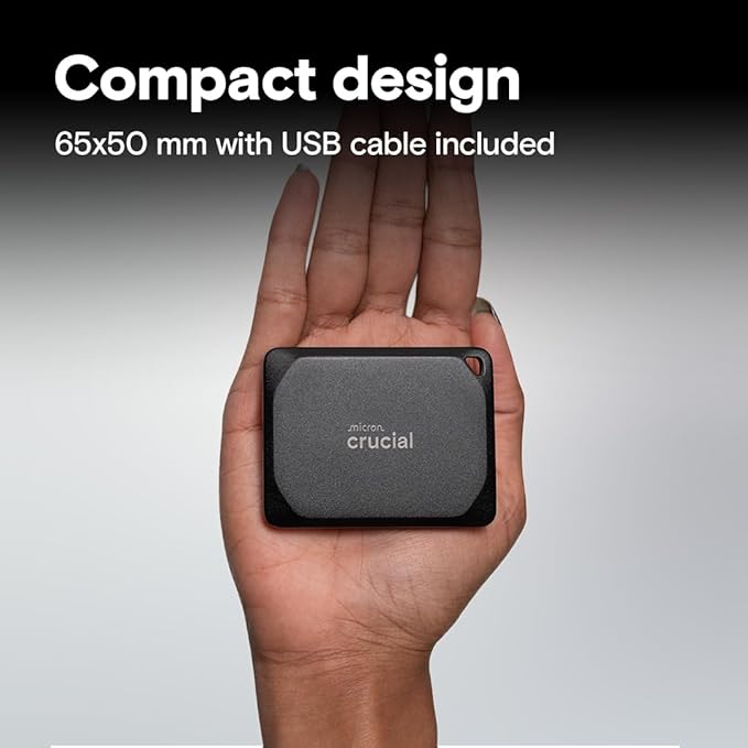 Crucial X10 Pro 4TB Portable SSD, Up to 2100MB/s Read, 2000MB/s Write, 3.2 USB-C, External Solid State Drive, Durable Storage for PC & Mac, for Professional Creators, Black - ‎CT4000X10PROSSD902