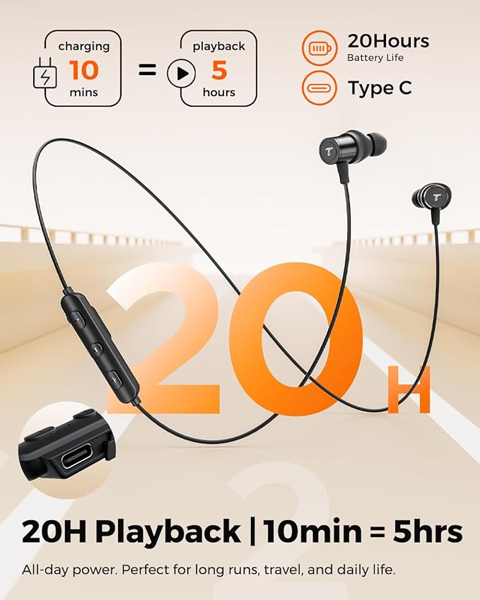 Truefree Wireless Earbuds, HD-100 Bluetooth 6.0 Sport Earphones, Magnetic Wireless Headphones, 11mm Driver Spatial Audio, IP67 Waterproof, 20H Playtime, AI Enhanced Calls, App Control, Dual Connection