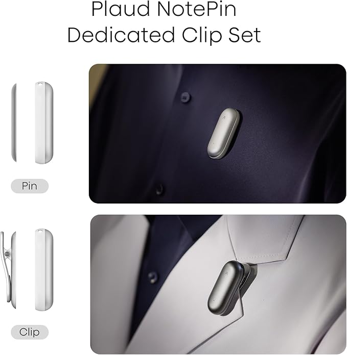 Replacement Magnetic Clip and Pin Attachments for Plaud NotePin (*NOT Included), Accessory Replacement Kit Set for NotePin AI Voice Recorder (No Additional Purchases Needed), Gray
