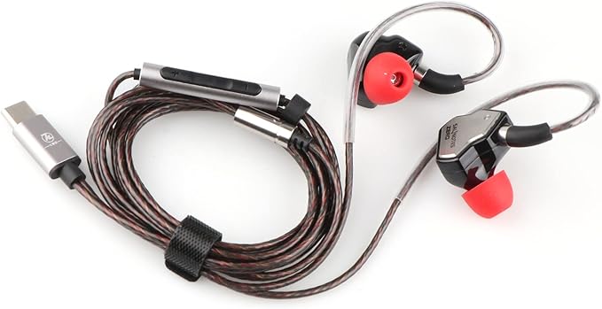 Linsoul 7Hz Salnotes Zero HiFi 10mm Dynamic Driver in-Ear Earphone IEM with Metal Composite Diaphragm Stainless Steel Faceplate Detachable 2Pin OFC Cable (Black, with Mic, Type C)