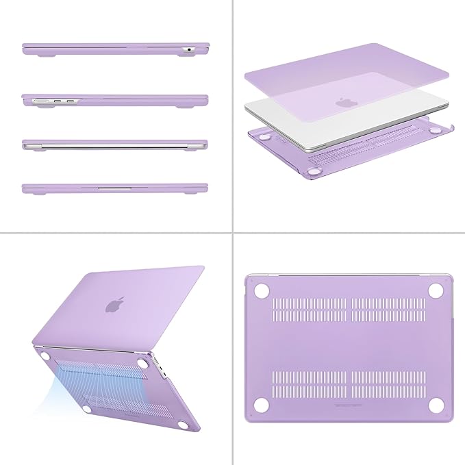 MOSISO Compatible with MacBook Air 13 inch Case M5 2026 M4 2025 M3 M2 2024-2022 A3449 A3240 A3113 A2681, Hard Shell&Keyboard Cover&Screen Film&Type C for MacBook Air 13.6 inch Case, Purple