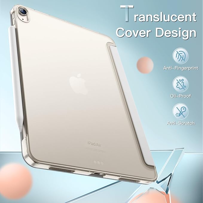 JETech Case ONLY for iPad Air 11-Inch M4/M3/M2 (2026/2025/2024), iPad Air 5/4 (2022/2020 5th/4th Generation 10.9-Inch), Slim Stand Hard Back Shell Cover with Auto Wake/Sleep (Silver)