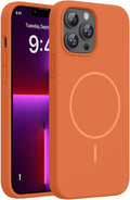 Miracase Magnetic for iPhone 13 Pro Max Case, [Soft Anti-Scratch Microfiber Lining], Compatible with MagSafe, Liquid Silicone Shockproof Drop Protection Phone Case for 13 Pro Max, Orange