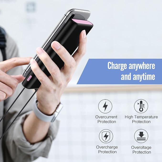 Portable Charger Power Bank 25,800mAh,5V/3A USB C in&Out Fast Phone Charging with Intelligent Smart IC,3 USB Port External Cell Phone Battery Pack Compatible with iPhone 17 16 15,Samsung,Android-Pink