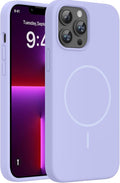 Miracase Magnetic for iPhone 13 Pro Max Case, [Soft Anti-Scratch Microfiber Lining], Magnetic for MagSafe, Liquid Silicone Shockproof Drop Protection Phone Case for 13 Pro Max, Light Purple