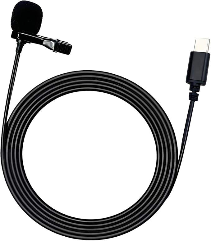 USB-C Lavalier Microphone - Omnidirectional Condenser Lapel Mic for iPhone 15/16, Android, PC, Mac, YouTube, ASMR, Vlogging - Plug & Play with Windscreen (118 inch)