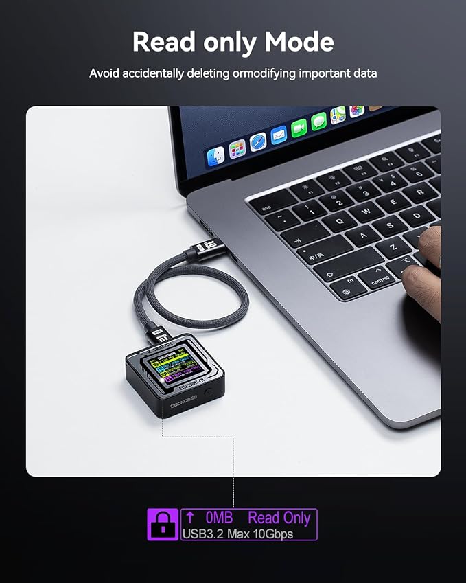 DOCKCASE Pocket M.2 2230 NVMe SSD Enclosure,Support 3s PLP Prevents Write Data Loss,USB 3.2 Gen 2 Type-C (10 Gbps), fits NVMe PCIe, Exclusive to Size 2230,Support M-Key B+M Key UASP (Black)