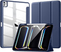 New Compatible with iPad Pro 13 inch Case M5 2025/M4 2024 with Built-in Pencil Holder, Kidopire for iPad Pro 13 Case with Hard Clear Back Shell, Support Pencil Pro, Auto Wake/Sleep, Blue Gray