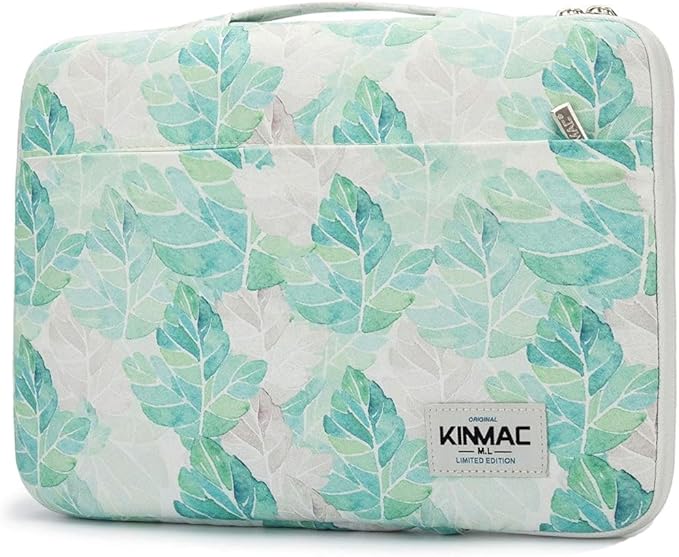 Kinmac 360° Heavy Duty Protective Laptop Sleeve Case Bag Cover with Handle for MacBook Air 13 inch,iPad Pro 13 inch and 13.3 inch HP,Dell,Lenovo,Asus,Acer Laptop (Green Leaf)