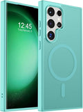 SUPFINE Magnetic for Samsung Galaxy S23 Ultra Case, (Built-in Magnets) (Military Grade Drop Protection) Slim Translucent Shockproof Phone Case,Blue Green