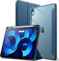 JETech Case ONLY for iPad Air 11-Inch M4/M3/M2 (2026/2025/2024), iPad Air 5/4 (2022/2020 5th/4th) with Pencil Holder, Clear Transparent Back Slim Stand Shockproof Tablet Cover (Blue)