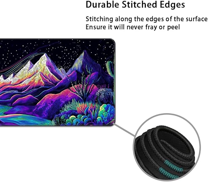 Desk Mat, Large Gaming Mouse Pad with Wrist Rest, 4 in1 XXL Mouse pad+Keyboard Wrist Rest+Mouse Pad Wrist Support+Cup Coaster Set, Ergonomic Desk Pad for Home Office, Neon Landscape