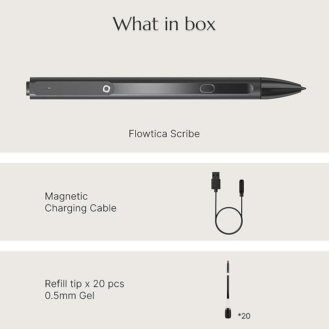 Flowtica Scribe AI Voice Recorder, App Control, Transcribe & Summarize, HiFi Audio with Noise Cancellation, Background Auto-Sync, Note Taker for Meetings & Lectures, Ultra-Slim, Pogopin Cable Included