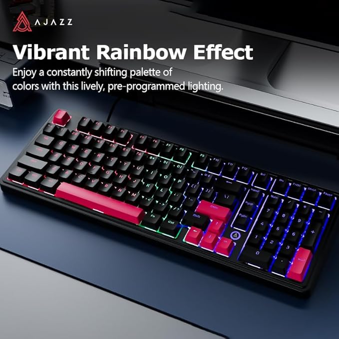 FIRSTBLOOD ONLY GAME. AK980 Gaming Mechanical Keyboard - 101-Key Hot-Swap Gasket Mount USB Wired Keyboard with Pre-Lubed Red Switches, NKRO, for Esports (Black-Red)
