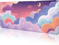 LIMKRIAN Purple Cloud Mouse Pad Large Desk Mat, Kawaii Purple Computer Mousepad with Stitched Edges Non-Slip, Keyboard Mouse Pad for Desktop Cute Office Supplies Desk Decor Accessories 31.5x11.8 in