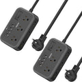 2 Pack Power Strip with 6 Outlets(2 Side) and 4 USB, NTONPOWER Flat Plug Extension Cord 5 Ft, Overload Protection, Wall Mount, Compact Size Charging Station for Office Desk, Nightstand and Travel