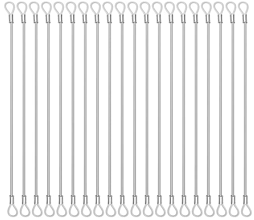 20 Pack Safety Stainless Steel Tethers,Coated Security Tether Lanyard Kit Cable Wire Compatible with Sporting Camera All Editions,Action Camera Series Devices and Other Applicable Equipment, Silver