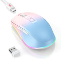 PEIOUS Wireless Mouse Jiggler - LED Wireless Mice with Build-in Mouse Mover, Rechargeable Moving Mouse for Laptop with Undetectable Random Movement Keeps Computers Awake - Blue to Pink