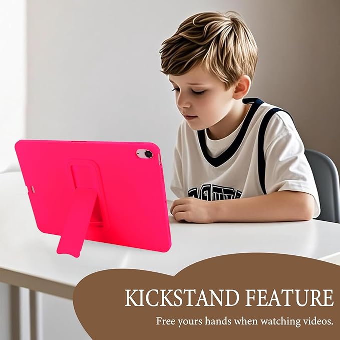 for iPad Air 11-inch M4/M3/M2 (2026/2025/2024) Case, Shockproof Protective Back Cover with Kickstand Slim Shell for Women Men, Rose