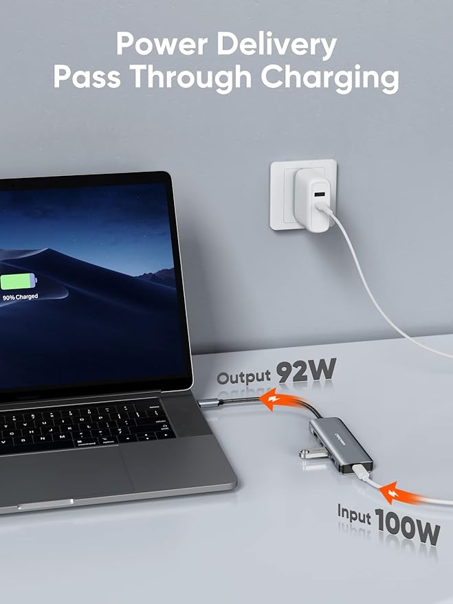 CableCreation USB-C Hub 4K 60Hz, 5-in-1 USB C Multiport Adapter with HDMI and 3 USB 3.0 Ports, 100W Power Delivery, Compatible with MacBook Pro, MacBook Air, Mac mini, iPad Pro, Surface Pro, XPS