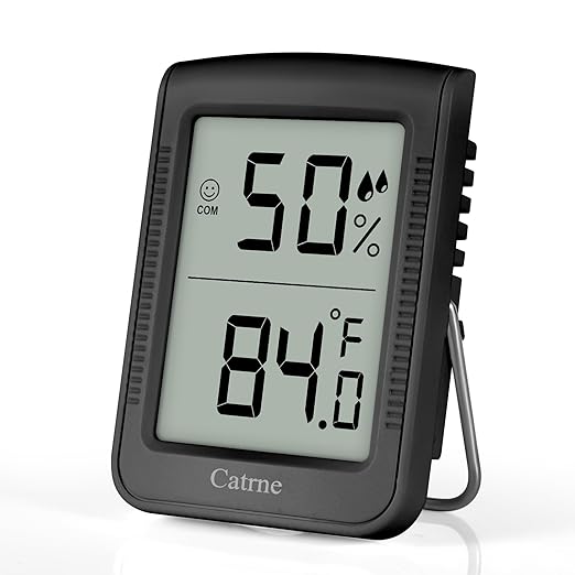 Digital Hygrometer Indoor Thermometer Humidity Meter Room Thermometer with Large Number Display,Temperature and Humidity Monitor for Home,Baby Room, Bedroom, Office, Greenhouse (Black)