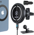 OHLPRO for MagSafe Car Mount Charger iPhone Wireless Car Charger, Stick on Dashboard Magnetic Phone Holder Mount for iPhone 17 Pro Max 16 15 14 Series, 15W Fast Charging, Aluminum Shell