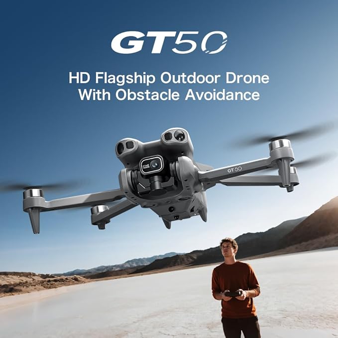 Drones with Dual Camera for Adults, Brushless Motor Large HD Screen Remote Control, Lightweight Under 249g Foldable Professional Drone for Beginner, Mini Quadcopter with 2 Batteries & Storage Bag