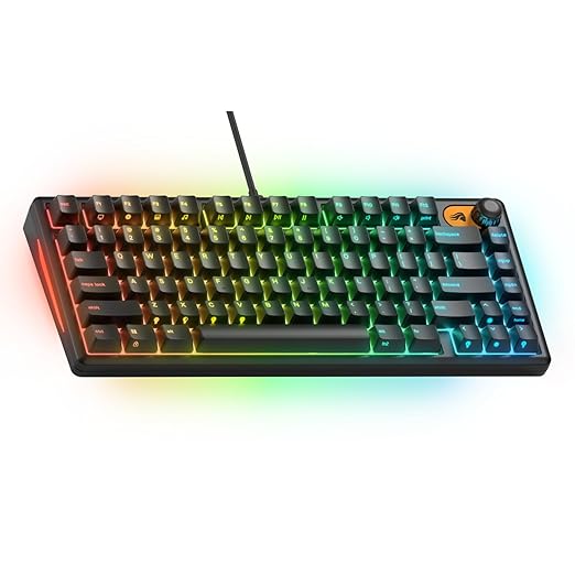 GLORIOUS Gaming Keyboard GMBK 75% - Swappable MX Compatible keycaps, Detachable USB Cable, IP57 Water and dust Resistant, 10 Zone RGB Lighting, Quiet switches - 321x137x41 mm - English QWERTY Layout