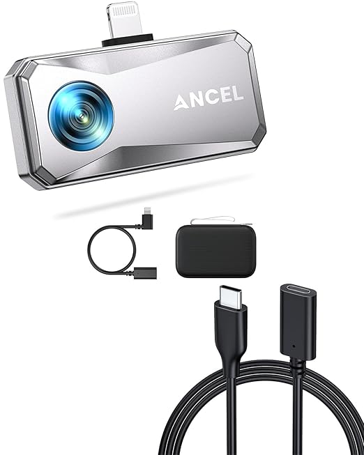 ANCEL IR101 Thermal Camera with Extension Convert Cable – Light*ning to Type-C Port Adapter Compatible with iPhone iOS Devices(for iPhone 15 16 and Obove)