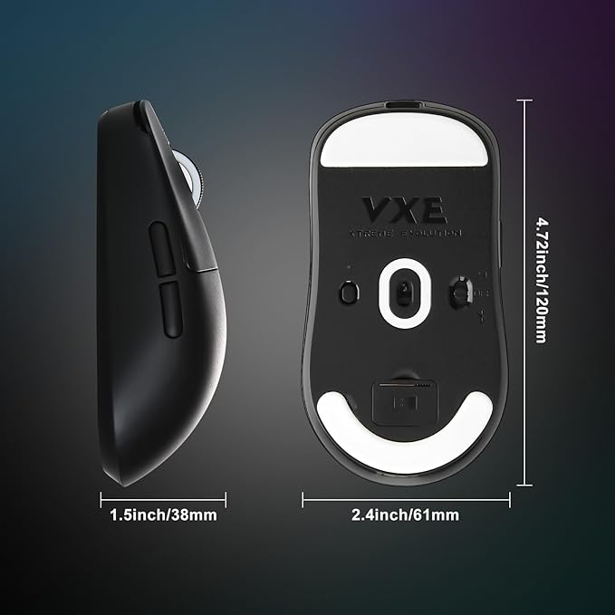 R1 SE+ Gaming Mouse, 18000 DPI, High-Precision PAW3395 SE Sensor,55g Lightweight, Tri-Mode 2.4G/BT5.0/USB-C Wireless Mouse, Programmable Ergonomic Mouse Suitable for Laptops/PC/Mac (Black)
