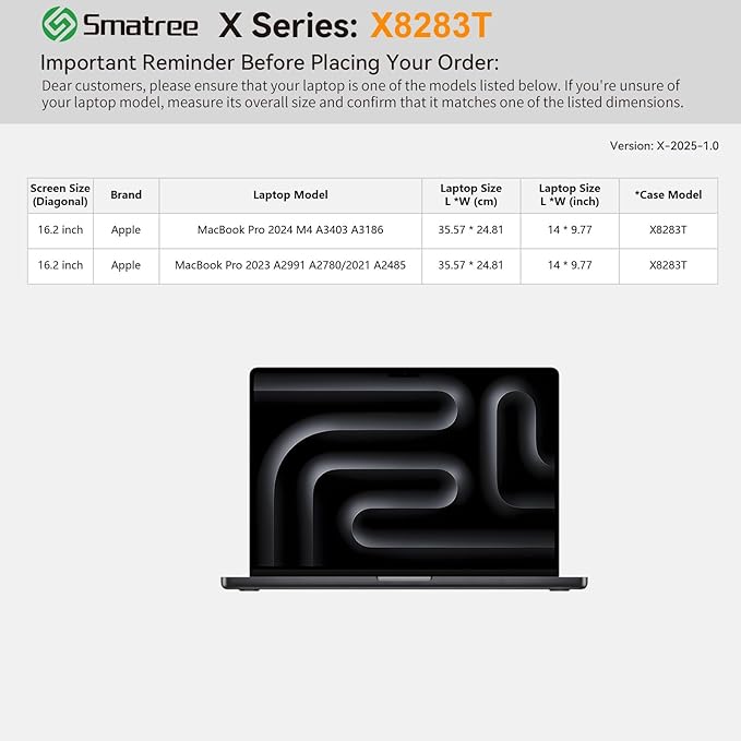 Smatree Hard EVA Protective Sleeve Case Compatible for 16.2 inch MacBook Pro M4 2024/2023/2022/2021, for 16.2 inch MacBook Pro A3403/A3186/A2485/A2991/A2780 Sleeve (X8283T)