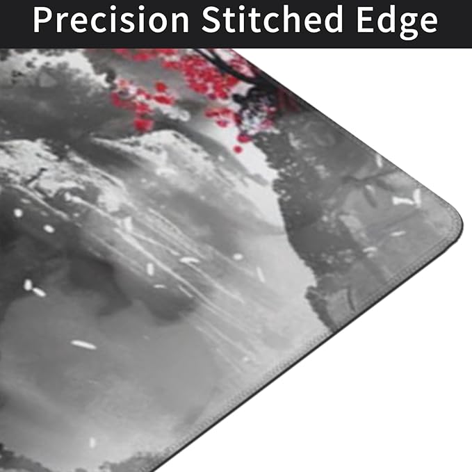 3XL Extended Gaming Mouse Pad -Watercolor Cherry Blossom 24x48 Inch Mouse Mats Desk Pad,Large Desk Mat,Extended Keyboard Mousepad with Non-Slip Base and Stitched Edge for Home Office