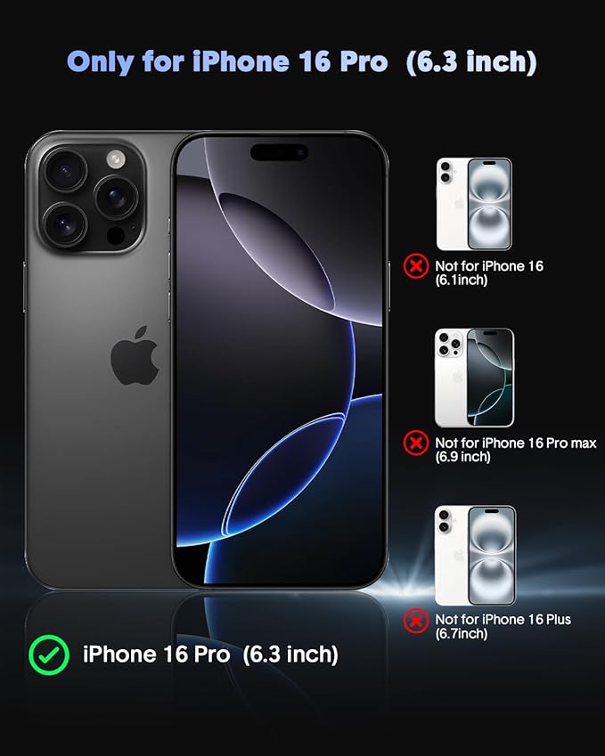 for iPhone 16 Pro Case,Compatible with MagSafe, Includes Tempered Glass Screen & Lens Protectors, Translucent Matte Anti-Fingerprint, Slim Full-Body Military Grade Shockproof case