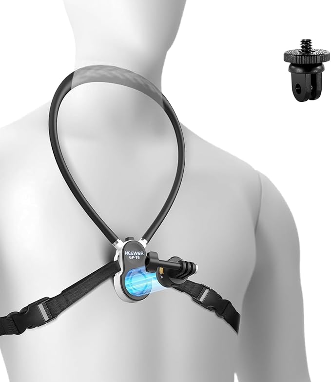 NEEWER GP-76 Magnetic Neck Mount Compatible with GoPro DJI Action Cameras, Quick Release Neck Holder with Air Cushion & Adjustable Chest Strap, Accessories Kit for POV Video Recording Vlogging