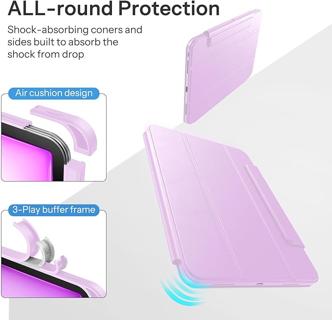 SPARIN Case for iPad Air 13 Inch M4 2026/M3 2025/M2 2024 ((8th/7th/6th Generation), Removable Magnetic Cover with Apple Pencil Holder, Portrait and Landscape Stand, Auto Wake/Sleep -Purple