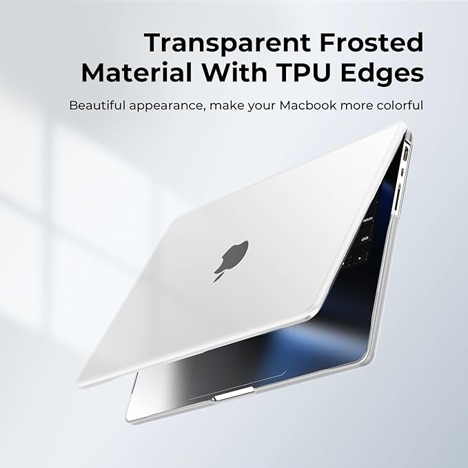 BlueSwan Anti-Cracking Hard Shell Case Compatible with MacBook Pro 14-inch M5 2026 2025-2021 Release M4 M3 M2 M1 Pro/Max Chip, Anti-Fingerprint Soft TPU Bumper, Frosted White