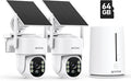 ANNKE 2.5K Wireless Security Camera Outdoor, 5MP 2-Cam Kit Solar Surveillance System, PIR Human Detection, 360° Pan&Tilt, Compatible with Alexa, Color Night Vision, No Monthly Fee, 64GB Memory Card