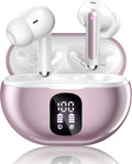 Wireless Earbuds, Bluetooth 5.4 Headphones with 50H Playback, Deep Bass Stereo Ear Buds Clear Calls with LED Power Display, IPX7 Waterproof, in-Ear Earphones with Mic for Phone/Android/iPad, Rose Gold