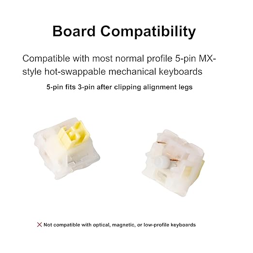 Keychron Silent Banana Tactile Mechanical Keyboard Switches, 110pcs, Factory Pre-Lubed, 55gf Actuation, 5-Pin Hot-Swap, Muffler Pad for Ultra-Quiet Typing, Dustproof, SMD-LED Compatible