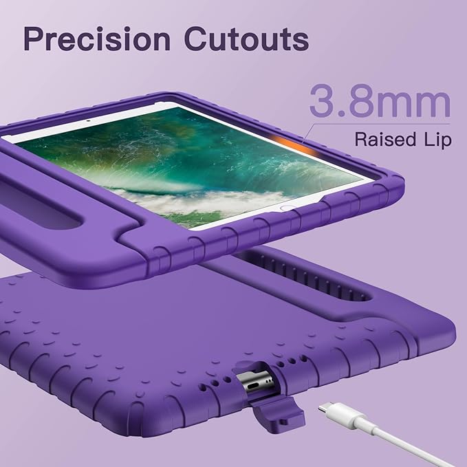 JETech Kids Case for iPad 9.7 Inch (6th/5th Generation, 2018/2017), iPad Air 2/1 9.7 (2nd/1st Gen, 2014/2013) and iPad Pro 9.7 2016, Shockproof Lightweight Tablet Cover with Handle Stand (Purple)