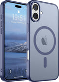 SUPFINE Magnetic for iPhone 16 Plus Case (Compatible with MagSafe) (Military Grade Drop Protection) Slim Translucent Matte Shockproof with Anti-Fingerprint Phone Case,Lavender Gray