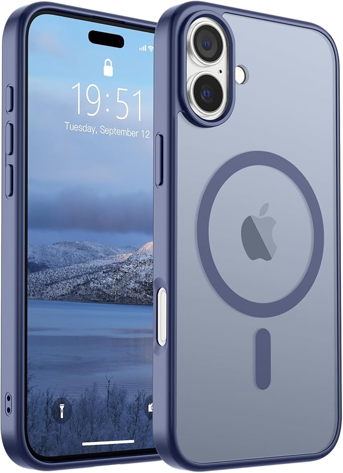SUPFINE Magnetic for iPhone 16 Plus Case (Compatible with MagSafe) (Military Grade Drop Protection) Slim Translucent Matte Shockproof with Anti-Fingerprint Phone Case,Lavender Gray