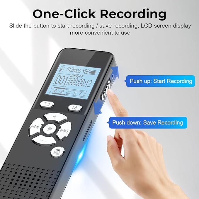 Digital Voice Activated Recorder with Playback - 72GB Audio Recording Device with 5300 Hours Recording Time - Sound Tape Recorder Listening Devices for Lecture with USB Microphone Password