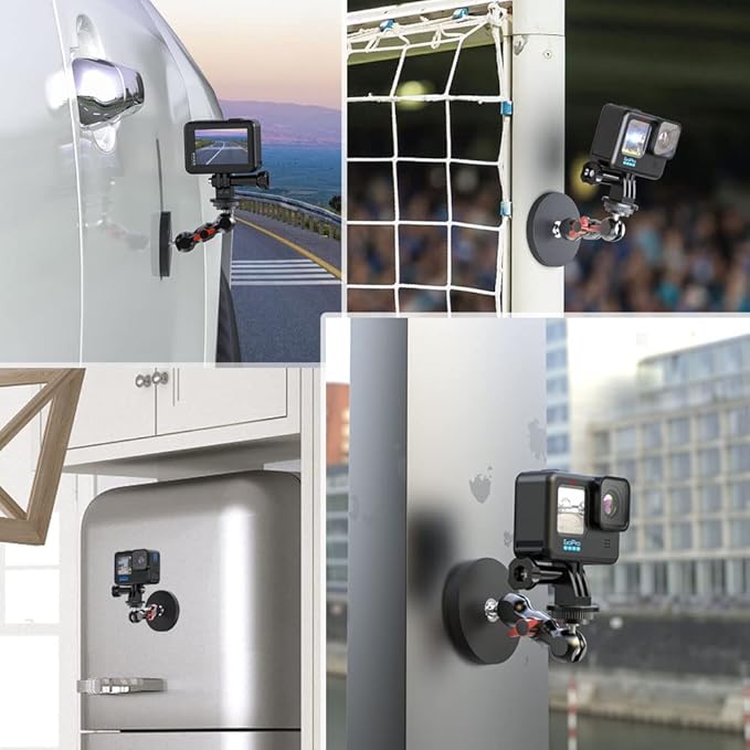 Magnetic Camera Mount for GoPro,Strong Magnetic Mount with 360° Rotation Ball Head Compatible with GoPro Hero 13 12 11 10 9 8 7 6 5 Black,DJI Osmo Action 6/5 Pro/4/3,AkASO and More