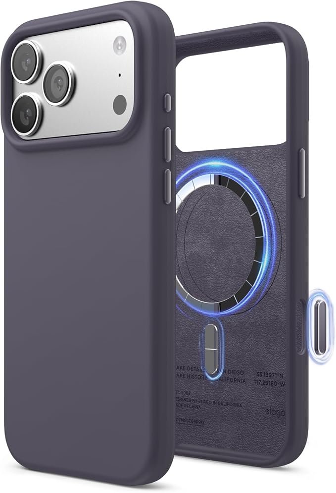 elago for iPhone 17 Pro Max Case, Premium Magnetic Silicone Case, Compatible with MagSafe, Liquid Silicone Material, Protective Cover, Shockproof, Slim Phone, 6.9 inch (Deep Lavender)