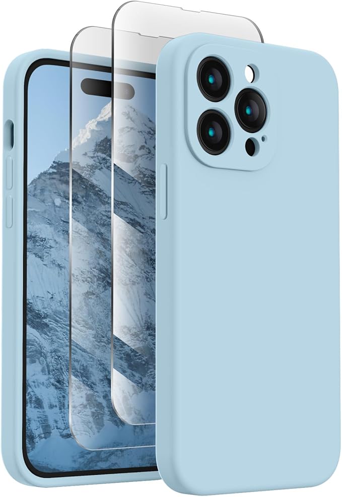 FireNova Designed for iPhone 14 Pro Max Case, Silicone Upgraded [Camera Protection] Case, Soft Anti-Scratch Microfiber Lining Inside, 6.7 inch, Sky Blue