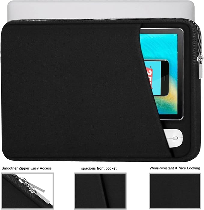 Laptop Case 17 Inch, Durable Briefcase Cover Shockproof Protective Sleeve, Handbags Portable Laptop Bag for 17 inch HP Dell Asus Lenovo Notebook Computer Case with Front Pocket, Black