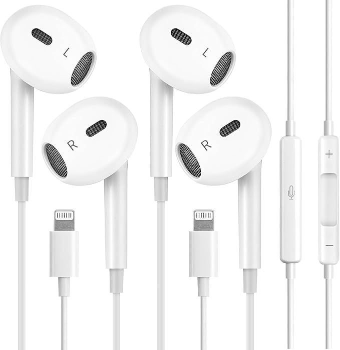 2Pack Wired Headphones for iPhone Earbuds with Lightning Plug(Mic Volume Control HiFi Stereo Noise Cancelling)Ear buds for iPhone 14 13 12 11 Pro Max/XR XS X/8 7 Plus【MFI Certified Earphones】Plug&Play