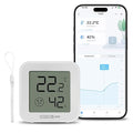 Bluetooth Thermometer Hygrometer, Indoor Temperature Humidity Sensor with Electronic Ink Display, App Notification Alert, Free Data Storage Export, Digital Remote Monitor for Bedroom
